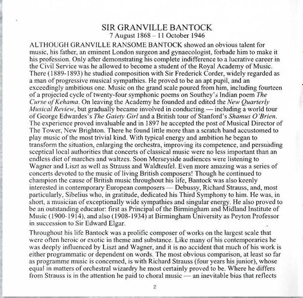 Granville Bantock - Hebridean Symphony / Celtic Symphony / The Witch Of Atlas / The Sea Reivers | Near Mint (NM)-