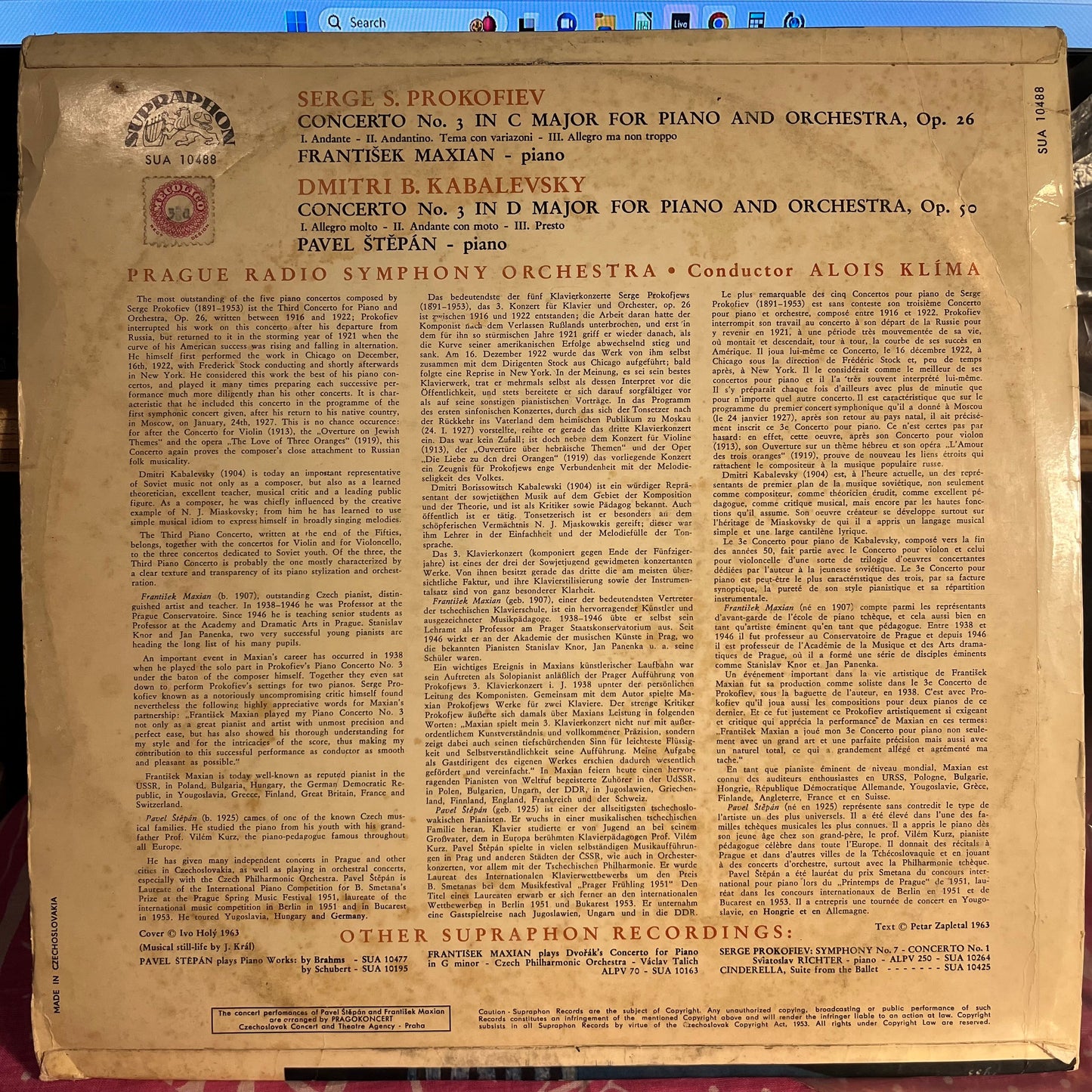 Sergei Prokofiev - Concerto No, 3 For Piano And Orchestra / Concerto No, 3 For Piano And Orchestra *UK - BLUE LABELS* | Very Good Plus (VG+) Very Good (VG)-