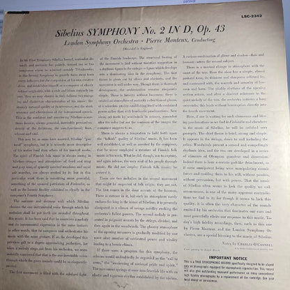 Jean Sibelius - Symphony No. 2 (VINYL) | Very Good Plus (VG+) Excellent (EX)-