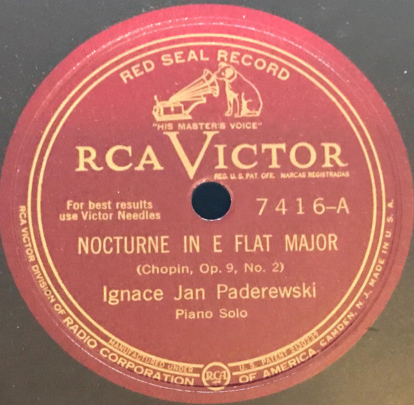 Ignacy Jan Paderewski - Nocturne In E Flat Major / Mazurka In C Sharp Minor *78 RPM* | Very Good Plus (VG+) Generic-