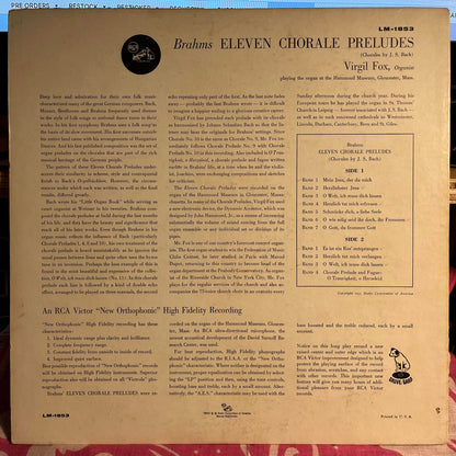 Johannes Brahms - Eleven Chorale Preludes (Complete) | Very Good Plus (VG+) Very Good Plus (VG+)-