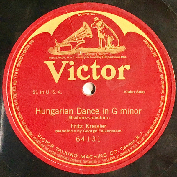 Fritz Kreisler - Hungarian Dance In G Minor (78RPM 10" RECORD) | Generic-