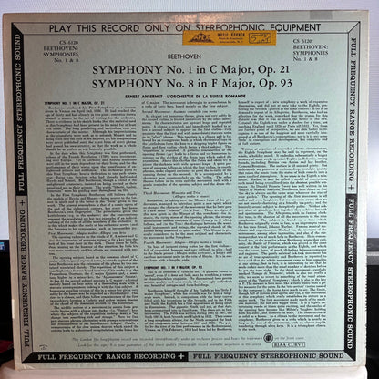 Ludwig van Beethoven - Symphony No. 1 In C Major Op. 21 / Symphony No. 8 In F Major Op. 93 (VINYL) | Very Good Plus (VG+) Excellent+ (EX+)-