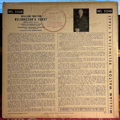 Sir William Walton - Belshazzar's Feast | Very Good Plus (VG+) Very Good Plus (VG+)-