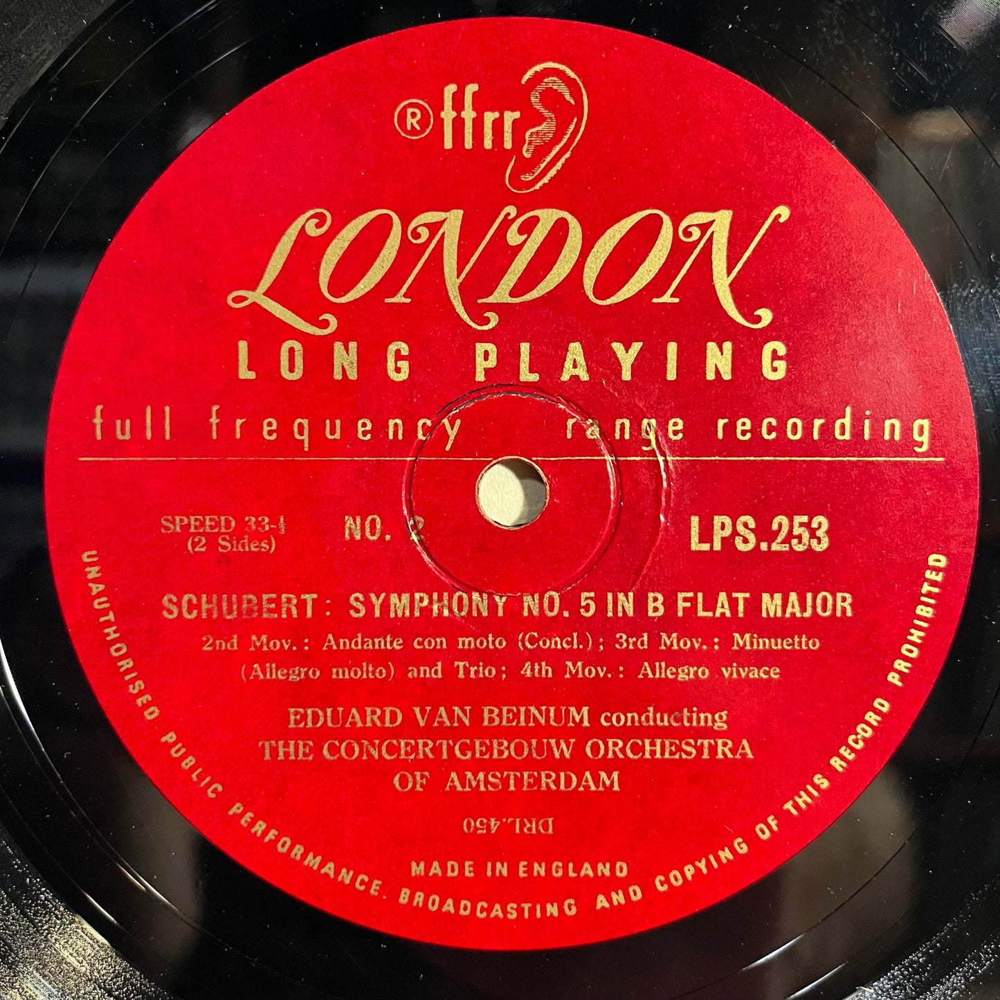 Franz Schubert - Schubert Symphony No. 5 in B. Flat Major 10" | Very Good (VG) Excellent (EX)-