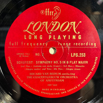 Franz Schubert - Schubert Symphony No. 5 in B. Flat Major 10" | Very Good (VG) Excellent (EX)-