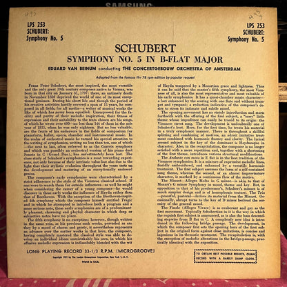 Franz Schubert - Schubert Symphony No. 5 in B. Flat Major 10" | Very Good (VG) Excellent (EX)-