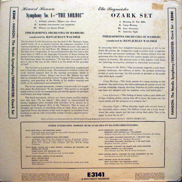 Howard Hanson - Symphony No. 1 - The Nordic / Ozark Set | Very Good (VG) Very Good Plus (VG+)-