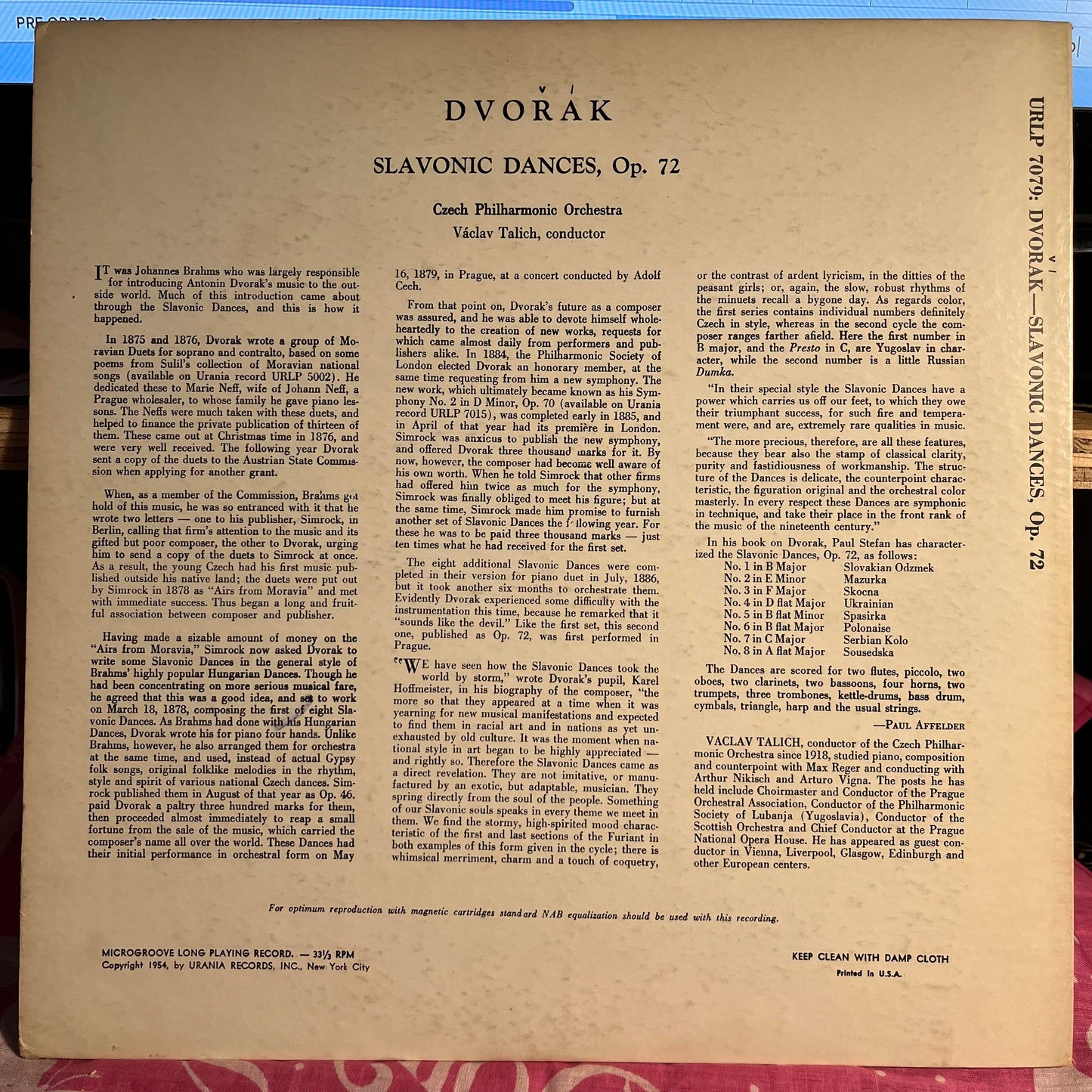 Antonín Dvořák - Slavonic Dances Opus 72 (Complete) | Very Good (VG) Excellent (EX)-