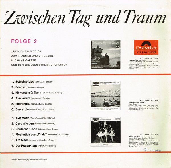 Hans Carste Und Sein Orchester - Zwischen Tag Und Traum, Folge 2 | Mint (M) Mint (M)-