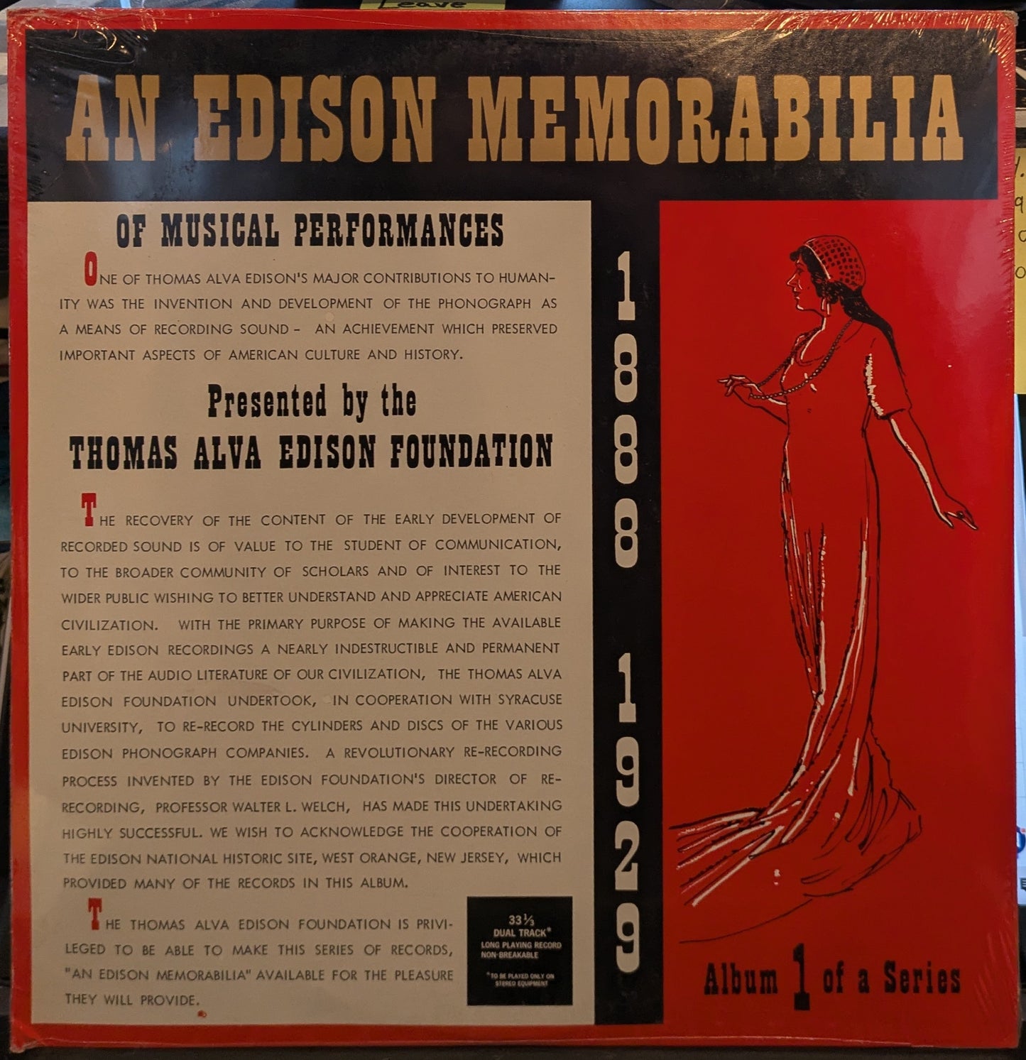 Various - An Edison Memorabilia Of Musical Performances Volume One (VINYL) | Mint (M) Mint (M)-