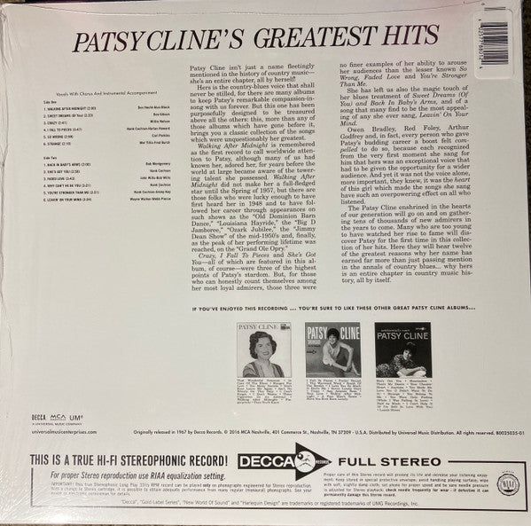 Patsy Cline - Greatest Hits (PINK VINYL) | Mint (M) Mint (M)-