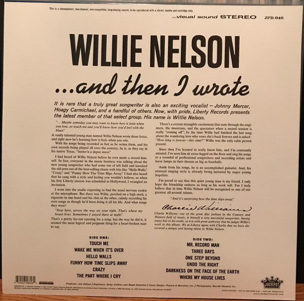 Willie Nelson - ... And Then I Wrote (TRANSLUCENT BLUE VINYL) | Mint (M) Mint (M)-