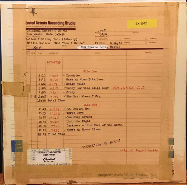 Willie Nelson - ... And Then I Wrote (TRANSLUCENT BLUE VINYL) | Mint (M) Mint (M)-