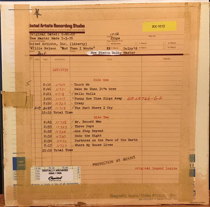 Willie Nelson - ... And Then I Wrote (TRANSLUCENT BLUE VINYL) | Mint (M) Mint (M)-
