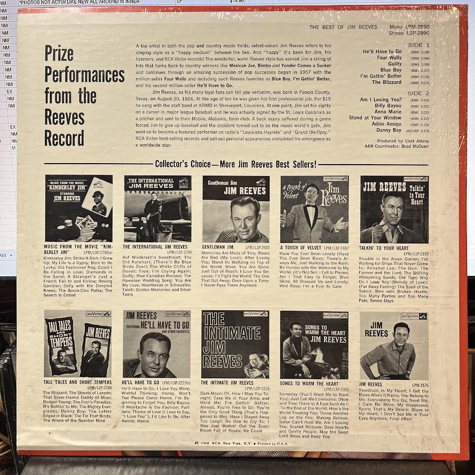 The Best Of Jim Reeves (VINYL) | Mint (M) Mint (M)-