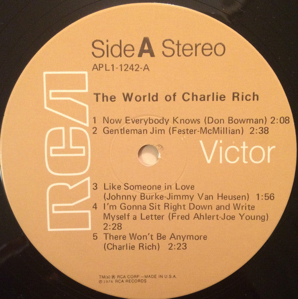 The World Of Charlie Rich / Now Everybody Knows | Mint (M) Near Mint (NM)-