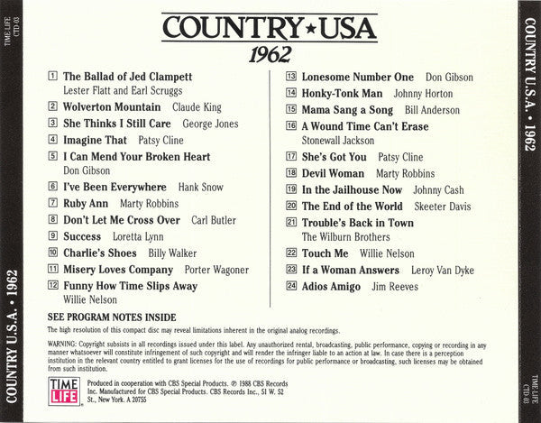 Various - Country USA 1962 (CD) | Near Mint (NM) Near Mint (NM)-