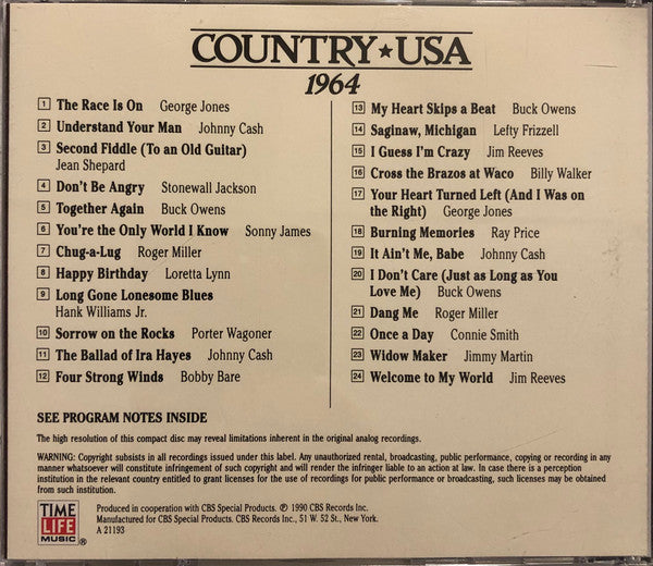 Various - Country USA 1964 (CD) | Near Mint (NM) Near Mint (NM)-