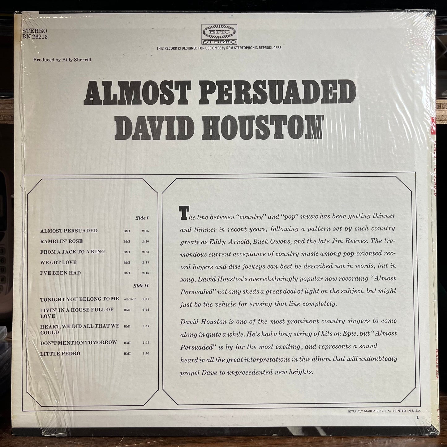 David Houston - Almost Persuaded (VINYL) | Near Mint (NM) Near Mint (NM)-