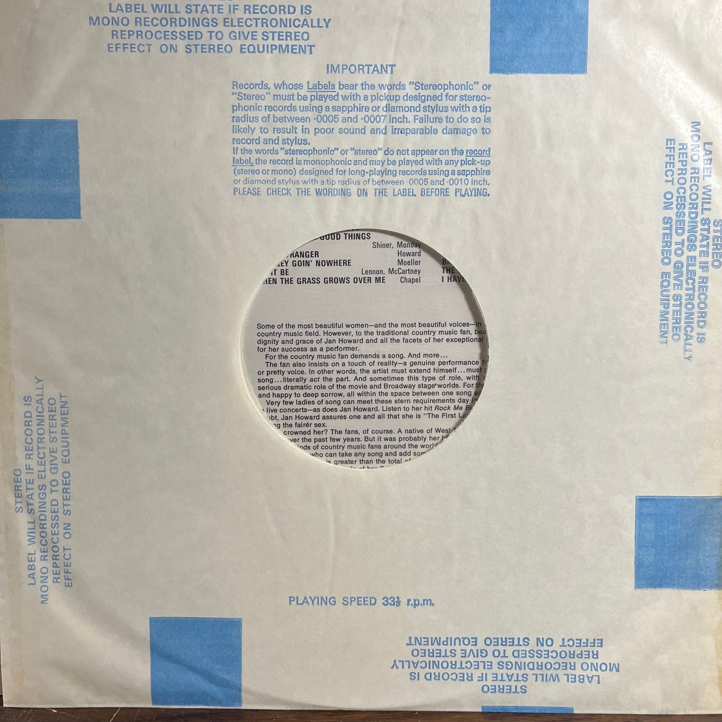 Jan Howard - Rock Me Back To Little Rock (UK VINYL) | Near Mint (NM) Near Mint (NM)-