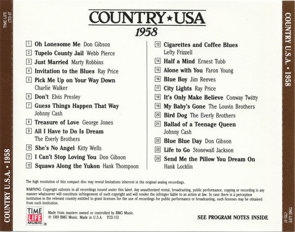 Various - Country USA 1958 (CD) | Near Mint (NM) Near Mint (NM)-