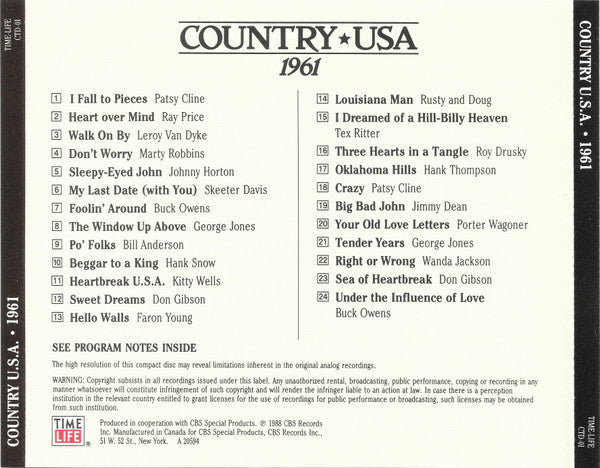 Various - Country USA 1961 (CD) | Near Mint (NM) Near Mint (NM)-