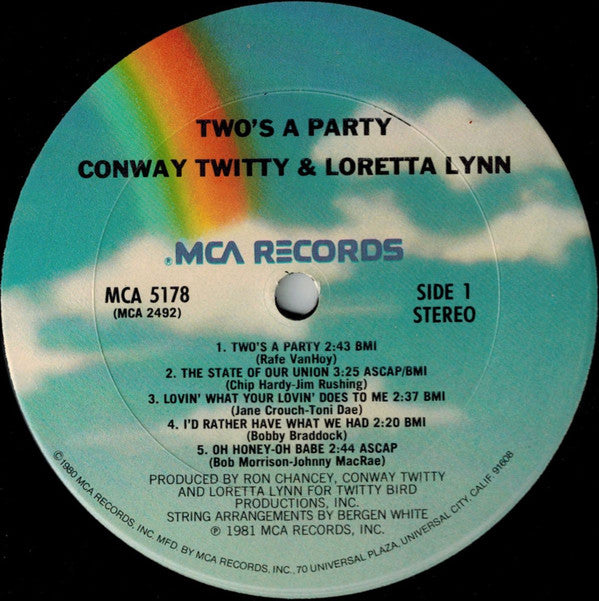 Conway Twitty & Loretta Lynn - Two's A Party *CRC* | Near Mint (NM) Near Mint (NM)-