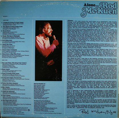 Rod McKuen - Alone ... | Very Good Plus (VG+) Excellent (EX)-