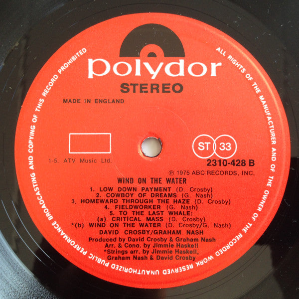 Crosby & Nash - Wind On The Water | Near Mint (NM) Near Mint (NM)-