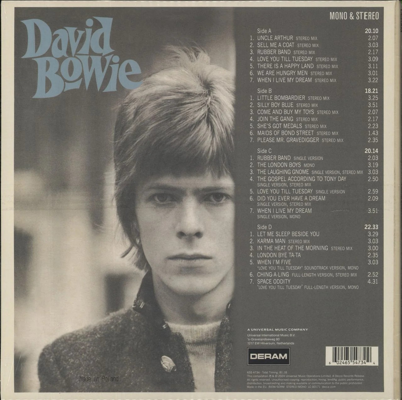 David Bowie - David Bowie (Limited Edition, Cream & Green Swirl Colored Vinyl) (2 Lp's) |-
