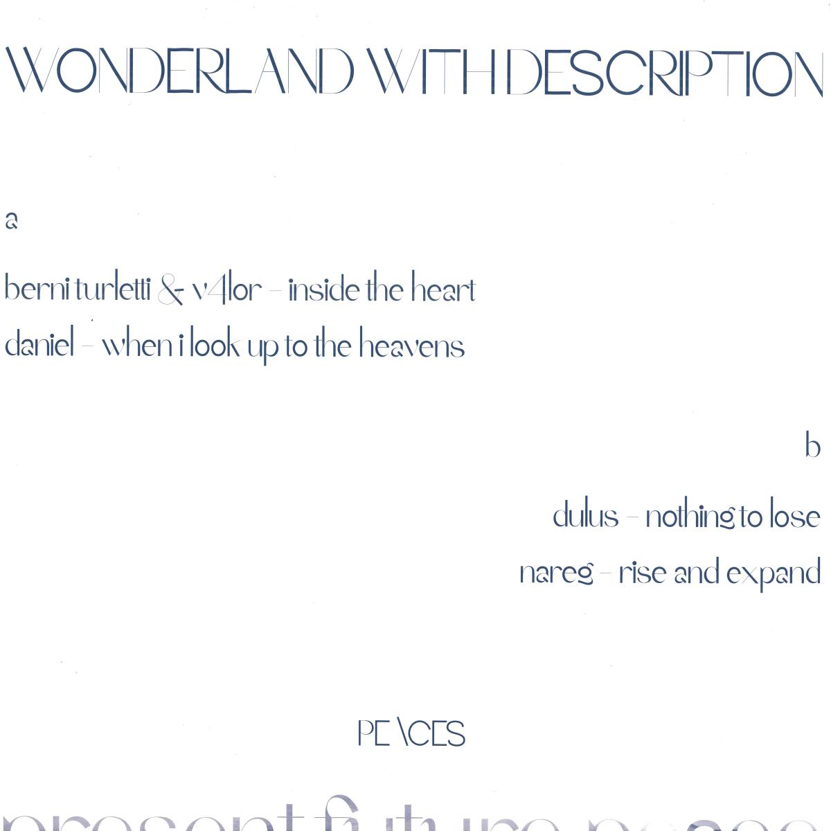 Various - Wonderland With Description (WHITE VINYL 12" Peaces PSC06) | NEW Mint (M) Mint (M)-