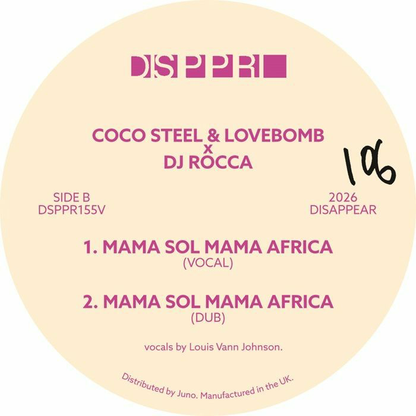 Coco Steel & Lovebomb - (PRESALE 8/17/26) Echoes In My Mind / Mama Sol Mama Africa (VINYL) | Mint (M) Mint (M)-