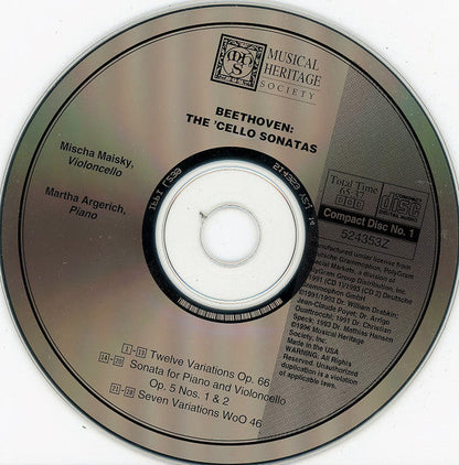 Ludwig van Beethoven - Mischa Maisky, Martha Arger - Die Cellosonaten (2xCD) | Near Mint (NM) Near Mint (NM)-