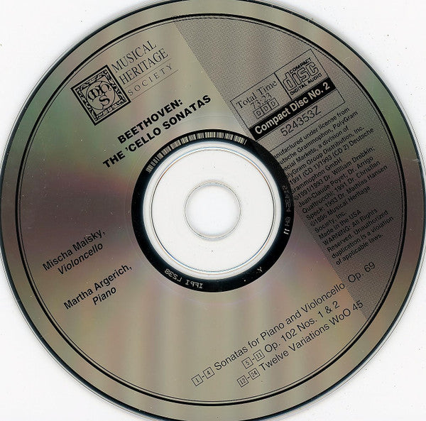 Ludwig van Beethoven - Mischa Maisky, Martha Arger - Die Cellosonaten (2xCD) | Near Mint (NM) Near Mint (NM)-