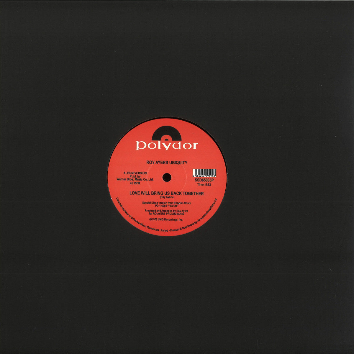 Roy Ayers Ubiquity - Running Away / Love Will Bring Us Back Together (VINYL 12" South Street Disco SSD65005P) | NEW Mint (M) Mint (M)-