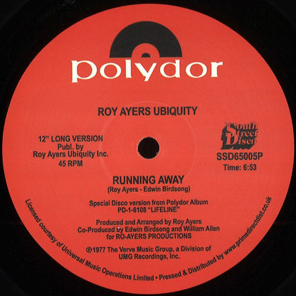 Roy Ayers Ubiquity - Running Away / Love Will Bring Us Back Together (VINYL 12" South Street Disco SSD65005P) | NEW Mint (M) Mint (M)-