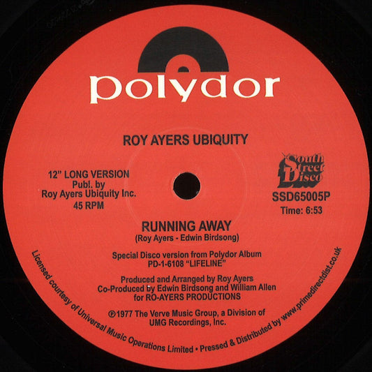 Roy Ayers Ubiquity - Running Away / Love Will Bring Us Back Together (VINYL 12" South Street Disco SSD65005P) | NEW Mint (M) Mint (M)-