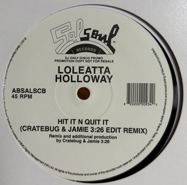 Loleatta Holloway - Hit It N Quit It (Cratebug & Jamie 3:26 Edit Remix)(VINYL) |-