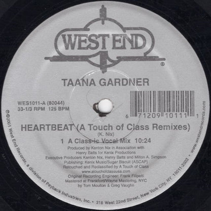 Taana Gardner - Heartbeat (A Touch Of Class Remixes) 12" VINYL) | Near Mint (NM) Near Mint (NM)-