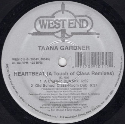 Taana Gardner - Heartbeat (A Touch Of Class Remixes) 12" VINYL) | Near Mint (NM) Near Mint (NM)-