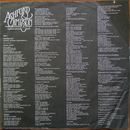 Ashford & Simpson - Performance | Near Mint (NM) Excellent (EX)-