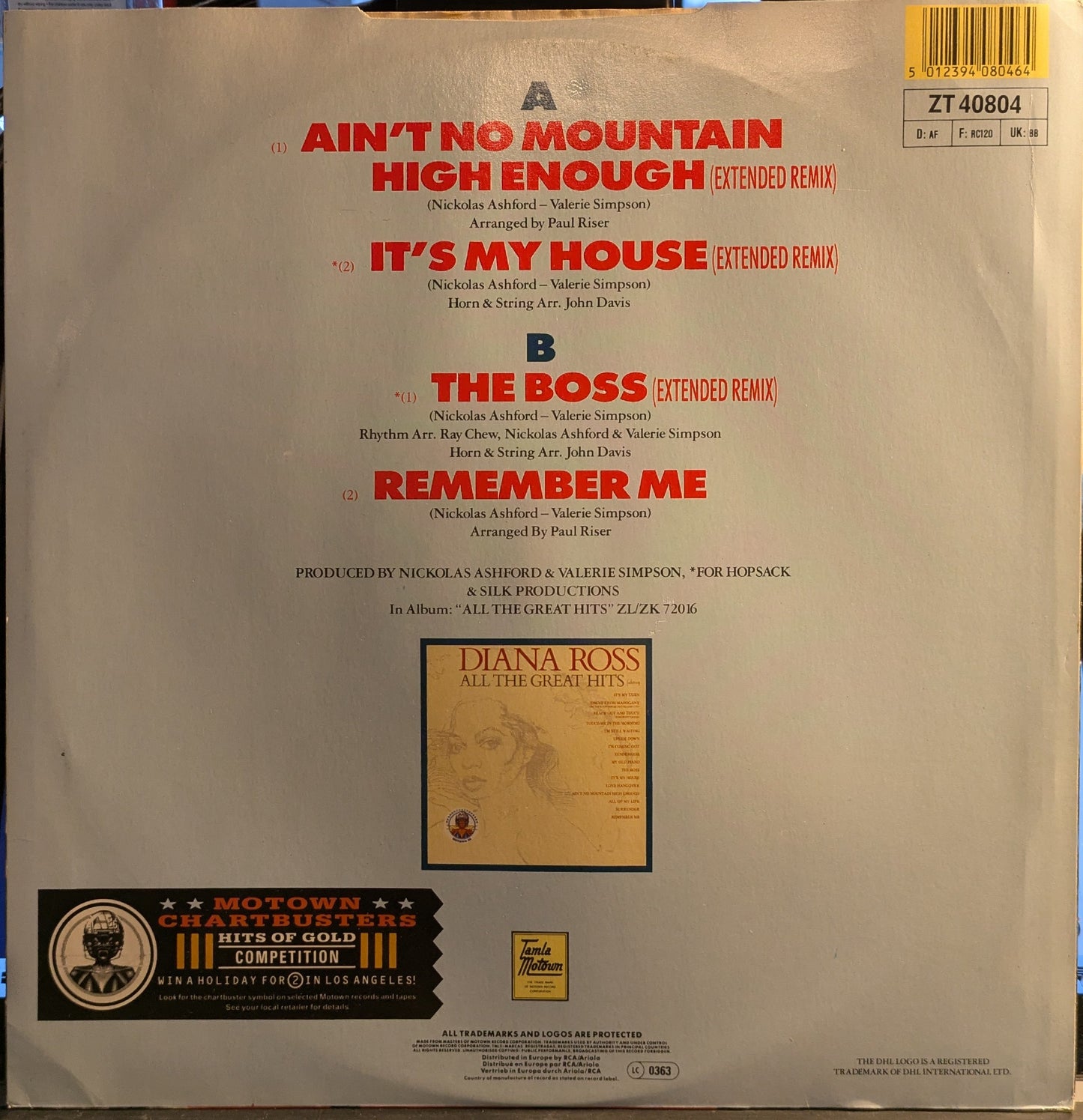 Diana Ross - Ain't No Mountain High Enough (Extended Remix) (VINYL) | Near Mint (NM) Very Good Plus (VG+)-