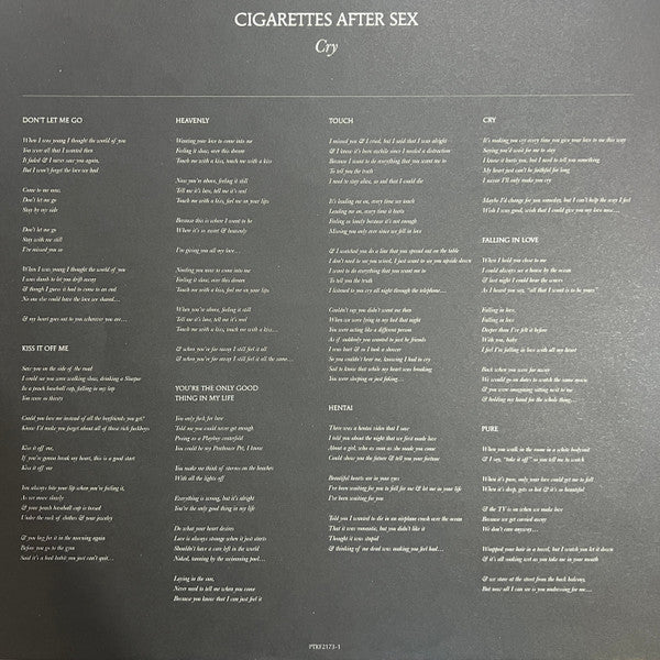 Cigarettes After Sex - Cry (VINYL) | Excellent+ (EX+) Near Mint (NM)-