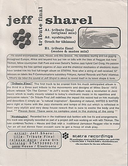 Jeff Sharel - Tribute Final (12" VINYL) | Near Mint (NM) Near Mint (NM)-