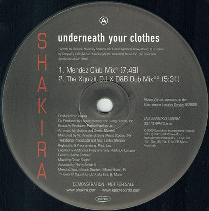 Underneath Your Clothes (Lester Mendez & DJ X Remixes) | Near Mint (NM)-