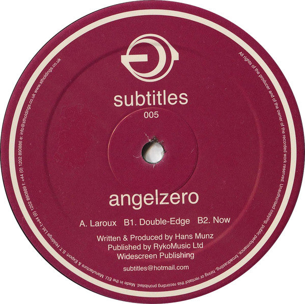 Angelzero - Laroux / Double-Edge / Now (12" VINYL) | Excellent+ (EX+) Generic-