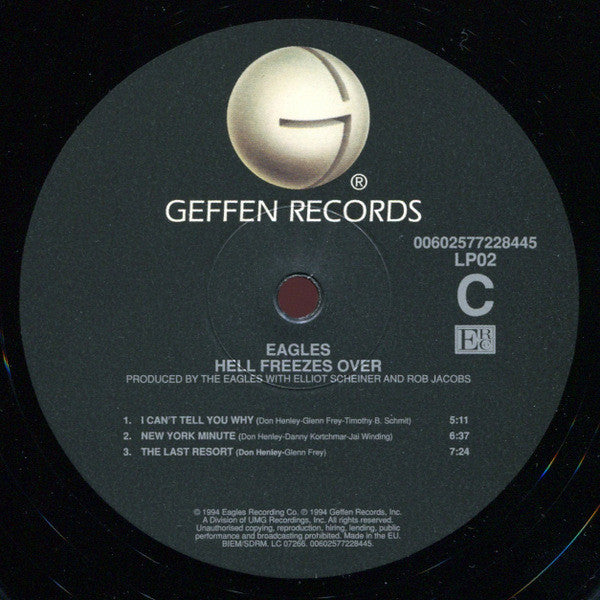 Eagles Hell Freezes Over Geffen Records, Eagles Recording Company, Universal Music Group 2xLP, Album, RE, RM, 180 Mint (M) Mint (M)-