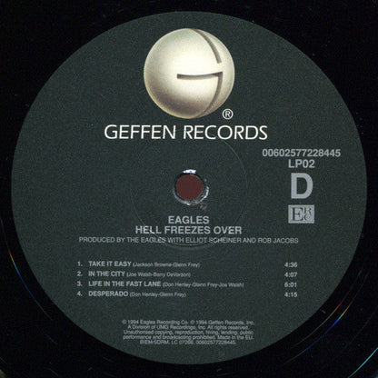 Eagles Hell Freezes Over Geffen Records, Eagles Recording Company, Universal Music Group 2xLP, Album, RE, RM, 180 Mint (M) Mint (M)-