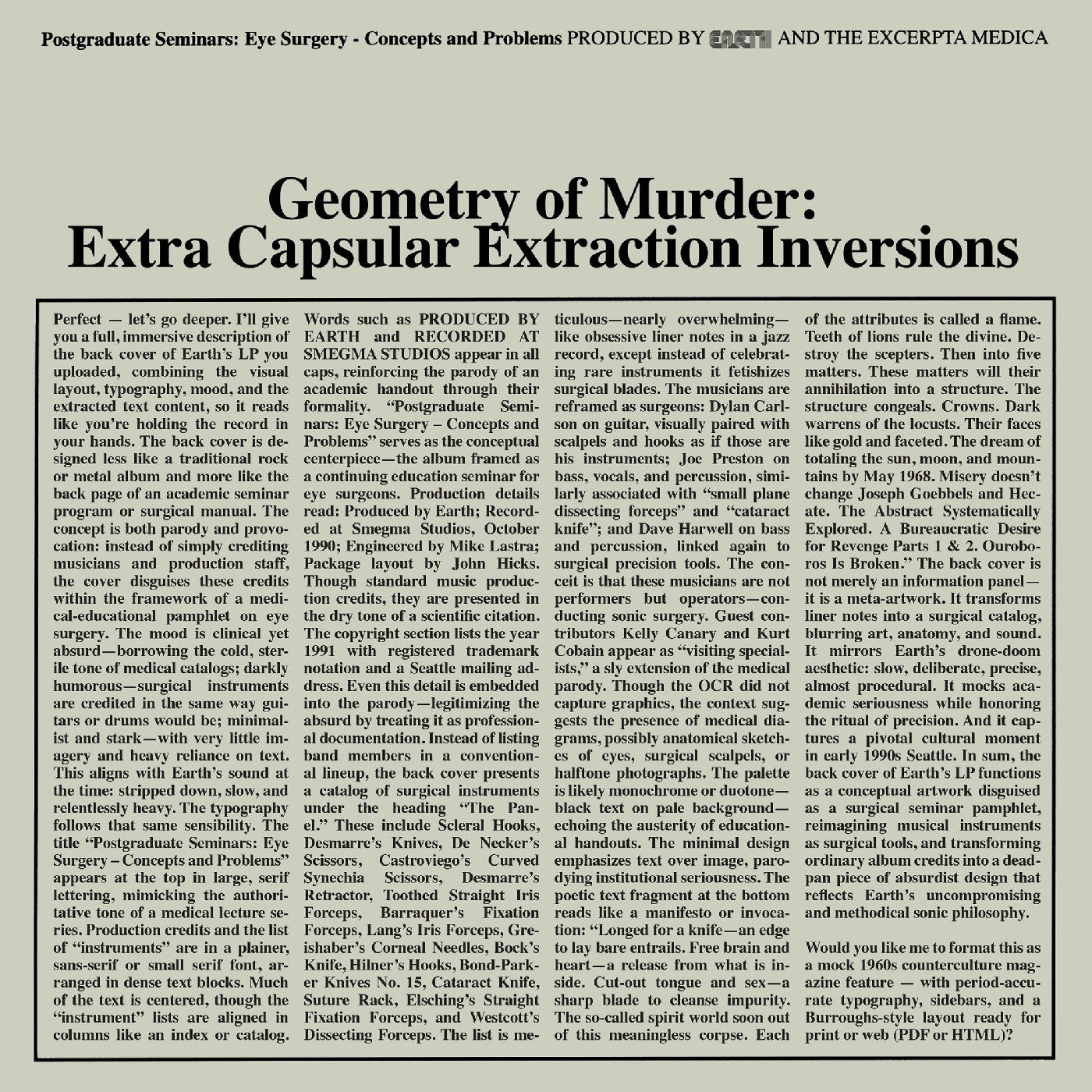 Earth X Black Noi$E - Geometry Of Murder: Extra Capsular Extraction Inversions (Crystal Clear 2xVINYL) |-